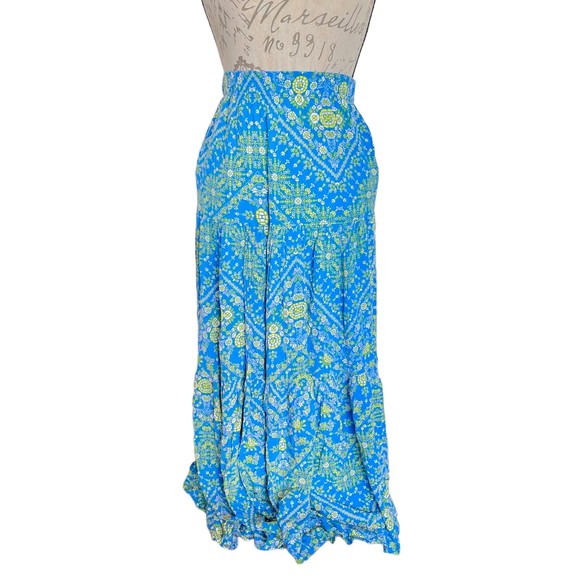 Scoop Womens Skirt Size XS Floral Print Maxi Blue Full Long Gypsy Blue Yellow - Picture 4 of 11